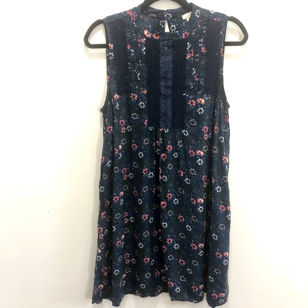 Hinge‎ Sleeveless Floral Boho Shift Dress Medium Whimsygoth Goth Romantic